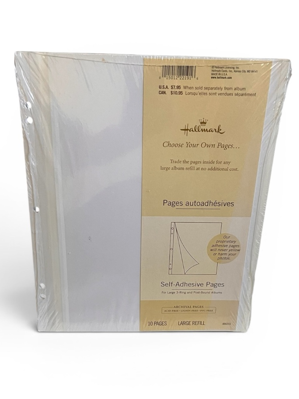 Hallmark Self-Adhesive 10 Pages (AR6555) Large Refill 3-Ring Sealed NIP